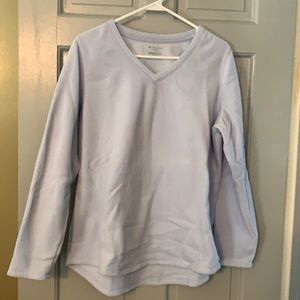 Light blue v neck fleece pullover